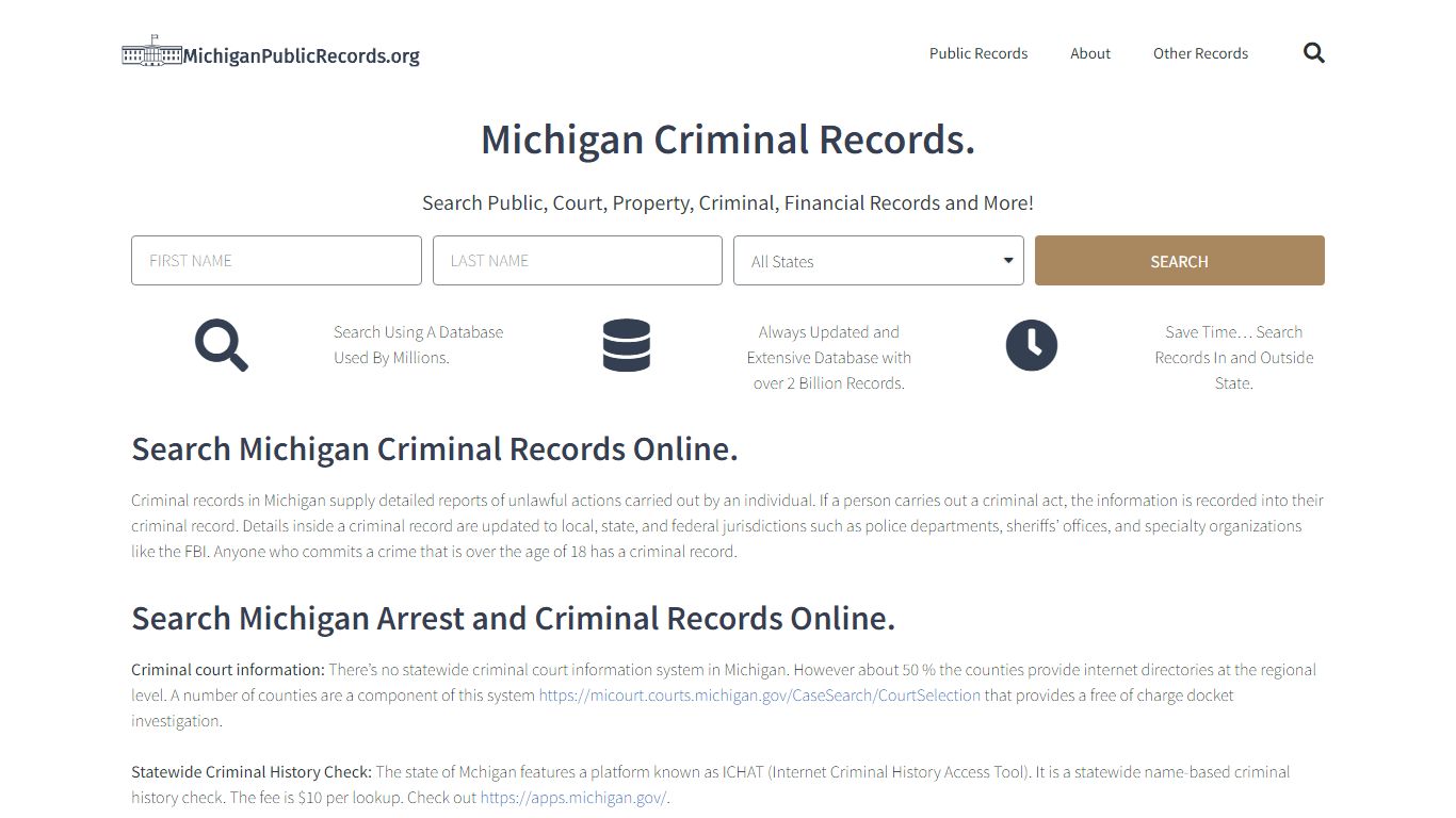 Michigan Criminal Records: MichiganPublicRecords.org